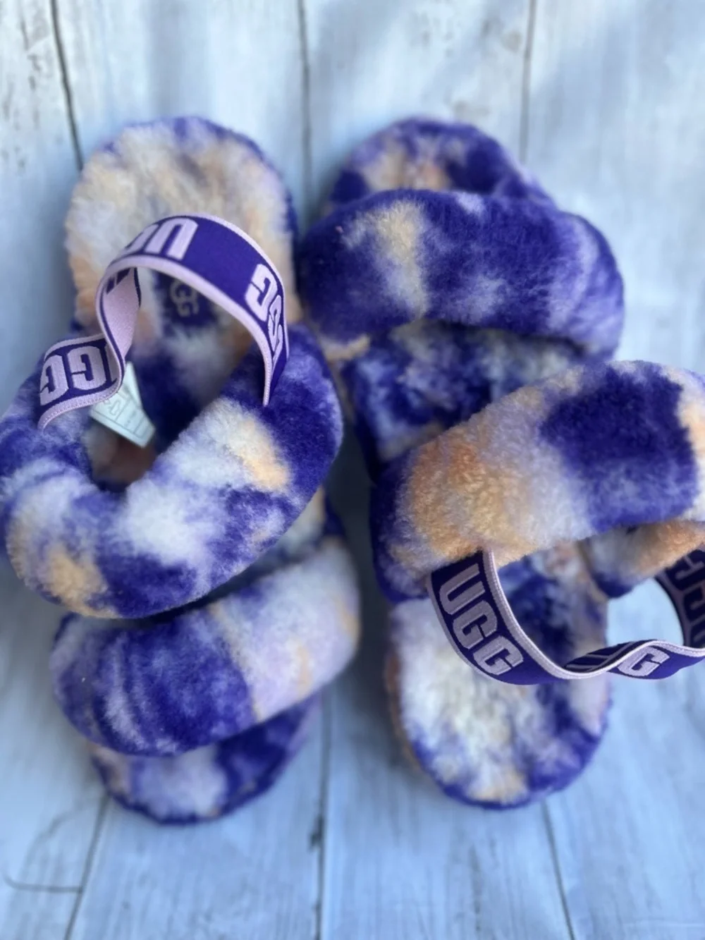 UGG FLUFF YEAH SLIDE MARBLE VIOLET NIGHT SLIP ON SANDAL US